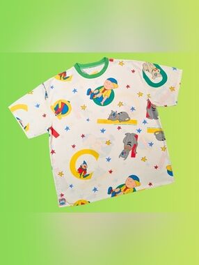 Handmade, Upcycled Vintage Caillou Bedsheet T-Shirt Oversized XL